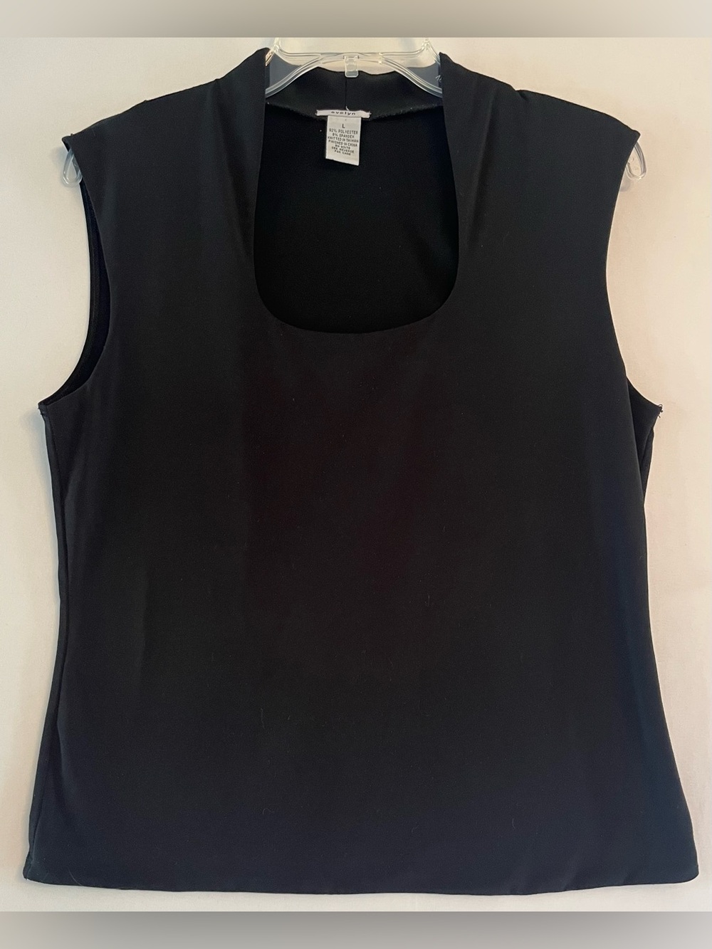 Evelyn Black Square Neck Cap Sleeve Tank Top L